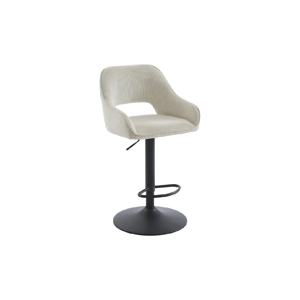 Modern Adjustable Bar Stool with Comfort Cushioned Seat and Sleek Black Base